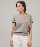 Cashmere Hand Knitted Pullover short Sleeve V neck