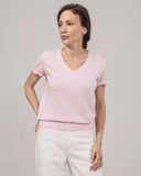 Cashmere Hand Knitted Pullover short Sleeve V neck