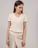 Cashmere Hand Knitted Pullover short Sleeve V neck