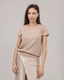 Cashmere Hand Knitted Pullover short Sleeve V neck