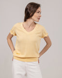 Cashmere Hand Knitted Pullover short Sleeve V neck