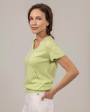 Cashmere Hand Knitted Pullover short Sleeve V neck