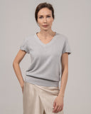 Cashmere Hand Knitted Pullover short Sleeve V neck