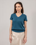 Cashmere Hand Knitted Pullover short Sleeve V neck