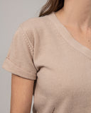 Cashmere Hand Knitted Pullover short Sleeve V neck