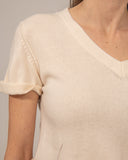 Cashmere Hand Knitted Pullover short Sleeve V neck